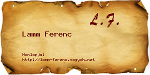 Lamm Ferenc névjegykártya